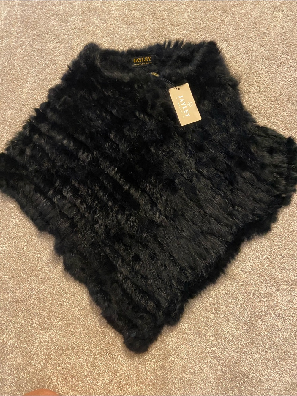 Jayley Black Faux Fur Cape - Luxurious Slip-On Styling